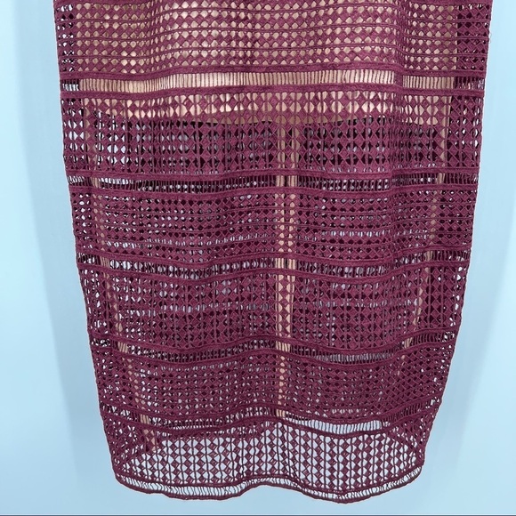Keepsake The Label Sweet Nothing Burgundy Lace Midi Dress Size Medium - Picture 12 of 14
